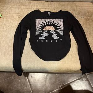 Hurley Black Graphic Long Sleeve Crop Tee
